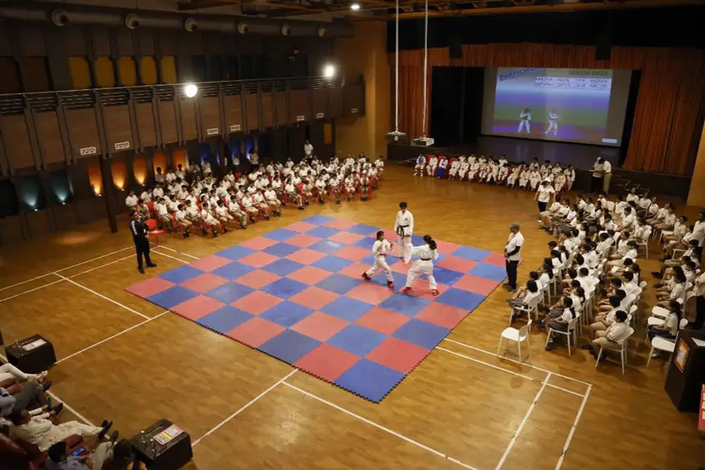 Students playing football at Suncity School 54 | Top CBSE School in Gurgaon